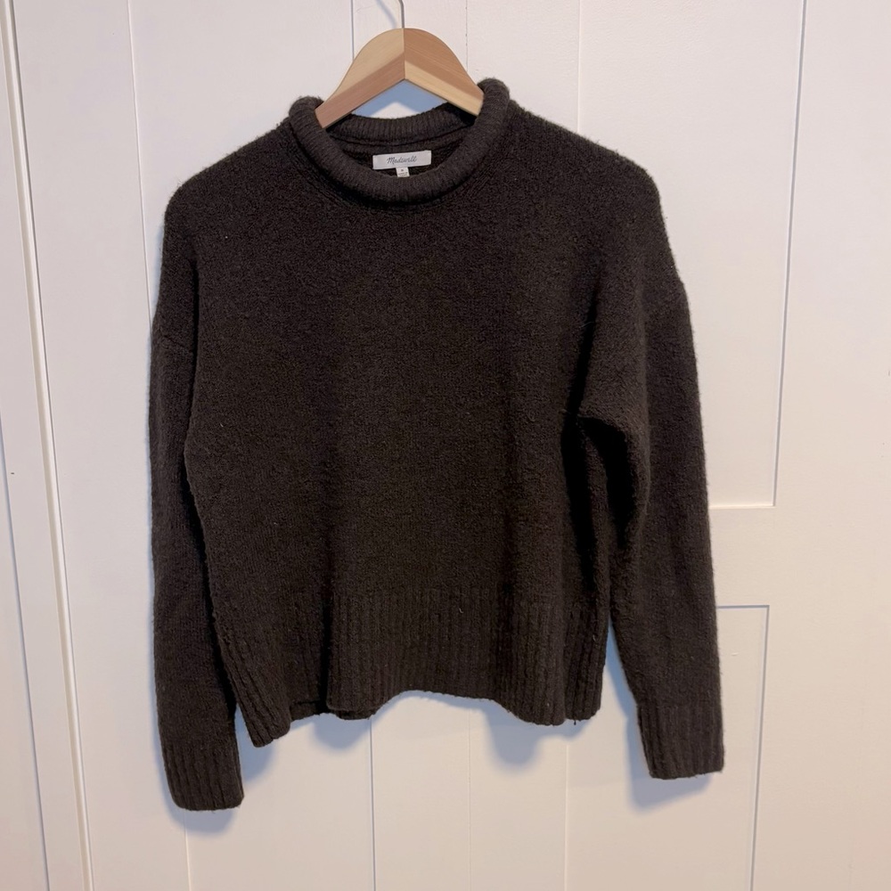 Madewell Dark Brown Cozy Crewneck Wool Alpaca Sweater